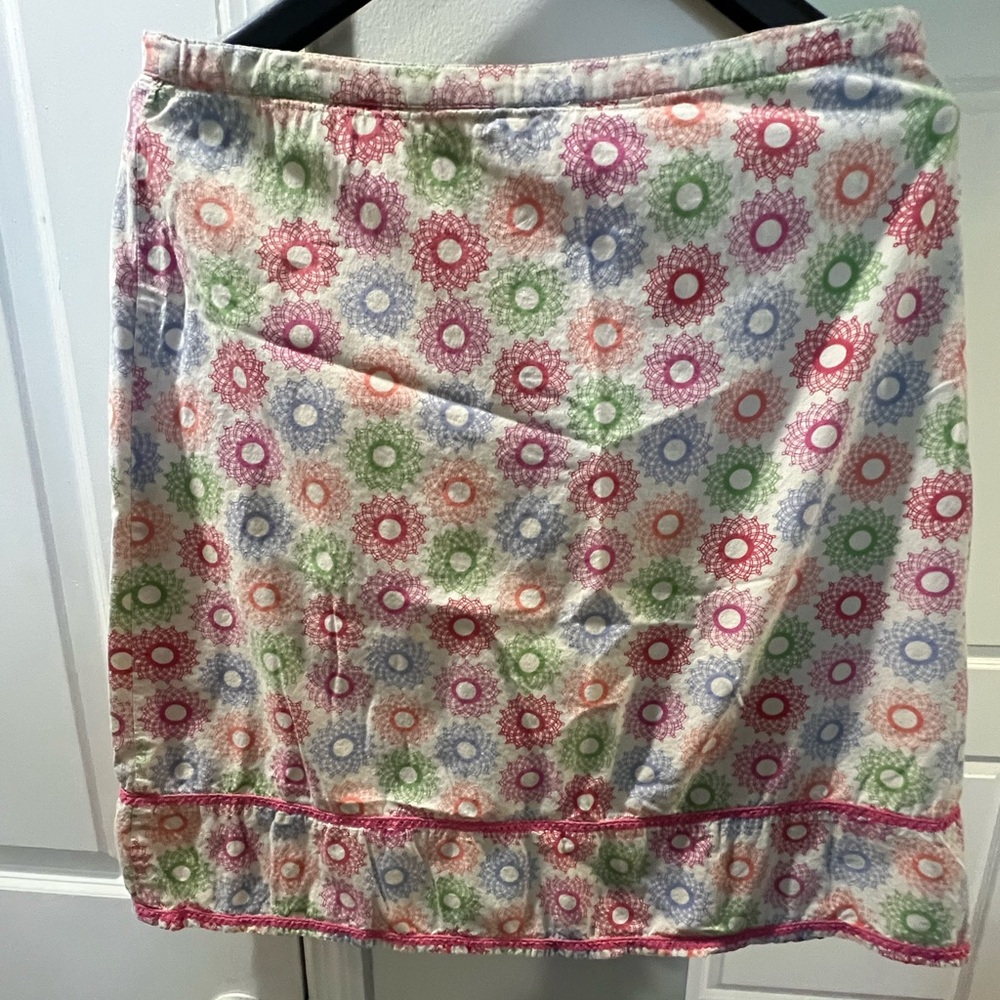 Mistral Cotton A-Line Skirt – Multicolor Geometric Doily Print